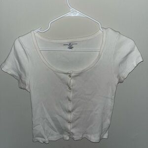 Women’s Brandy Melville White Ribbed Button Top
